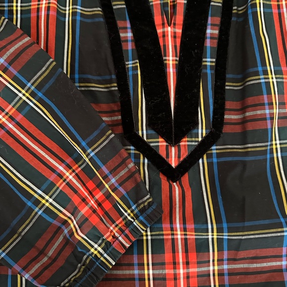 J. Crew Velvet Trimmed Stewart Tartan Tunic ❤️ - Picture 2 of 5